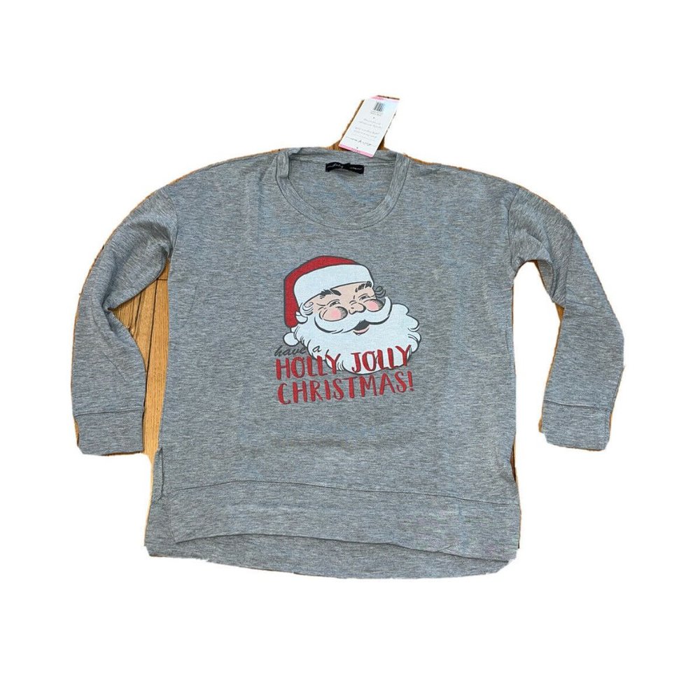 !!NWT!! Women's State of Mine Santa Holly Jolly Christmas Long Sleeve Top